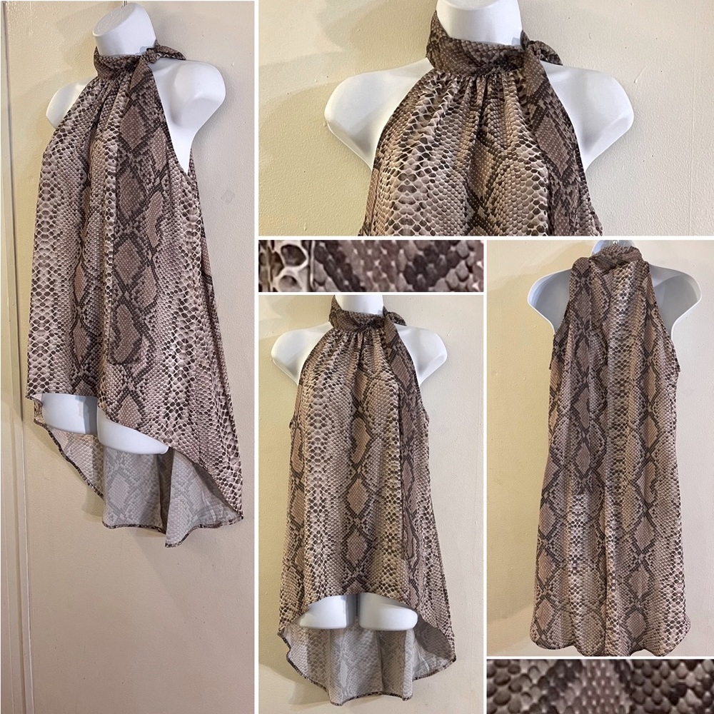 Sweet Pea Snakeskin Print High-Low Top - Picture 3 of 6